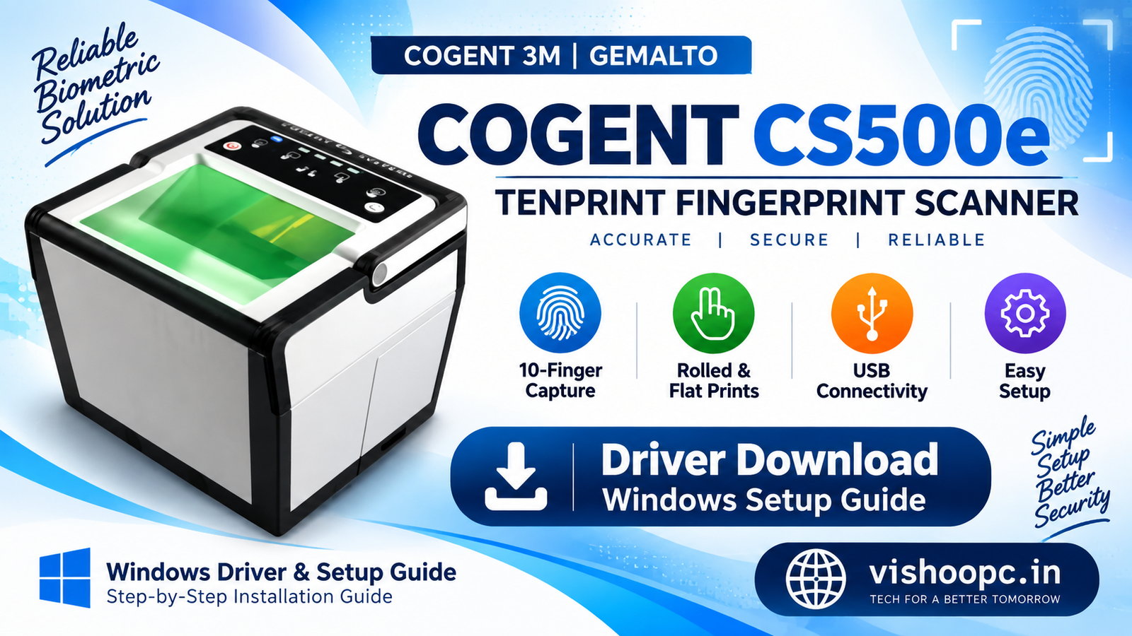 COGENT CS500e tenprint fingerprint scanner driver download