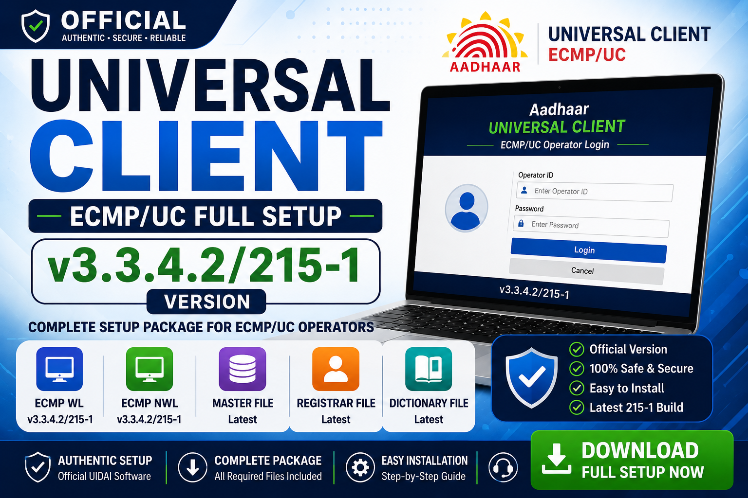 Universal Client ECMP/UC Full Setup v3.3.4.2/215-1 with WL, NWL, Master, Registrar and Dictionary files.