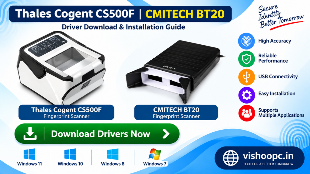 Thales Cogent CS500F and CMITECH BT20 fingerprint scanner driver download